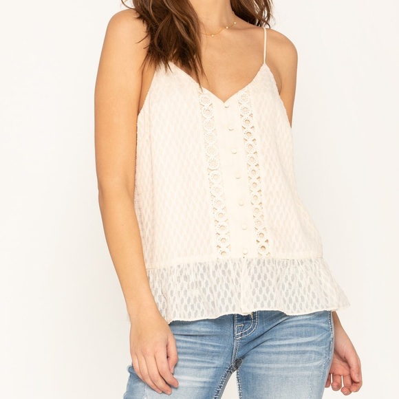 NWT MissMe cami with lace trim & ruffles
